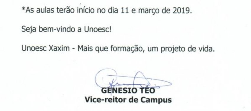 Documento é assinado pelo vice-reitor de Campus, Genésio Téo