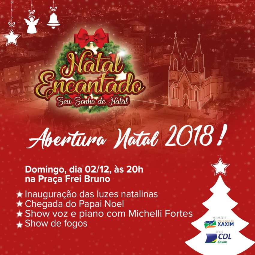 Abertura do Natal Encantado será no domingo (02), na Praça Frei Bruno, em Xaxim