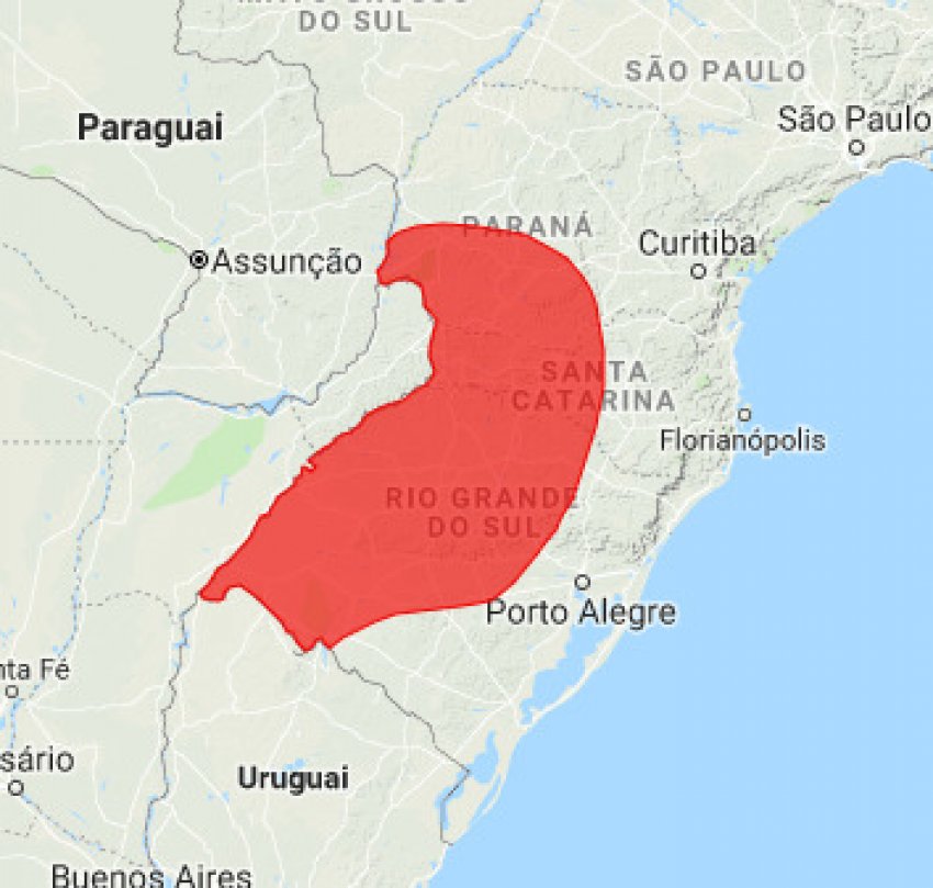 Também há alerta para tornado em toda região Oeste do Sul do Brasil até as 14h desta sexta-feira (24)
