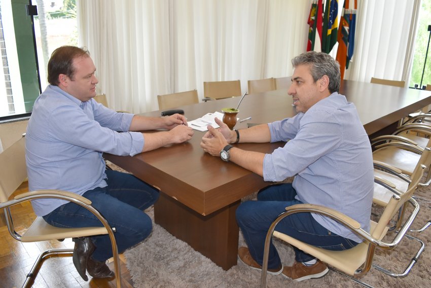 Marcondes retribuiu a visita que Lírio e Adriano realizaram ao deputado em Florianópolis (Foto: Prefeitura de Xaxim)