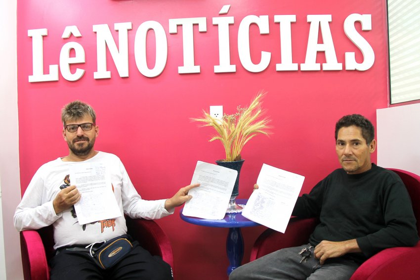 Os moradores Sidinei Veiga e Luiz do Prado visitaram a Redação do LÊ em apoio ao abaixo-assinado