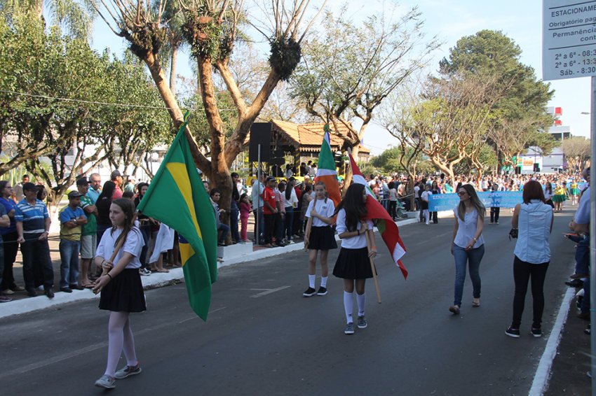 34 pelotões desfilaram ao longo da avenida Plínio Arlindo de Nês (Foto: Vitória Schettini/LÊ)