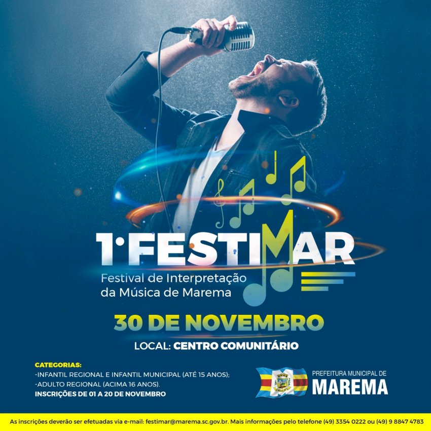 Festival acontecerá no dia 30 de novembro, no Centro Comunitário de Marema